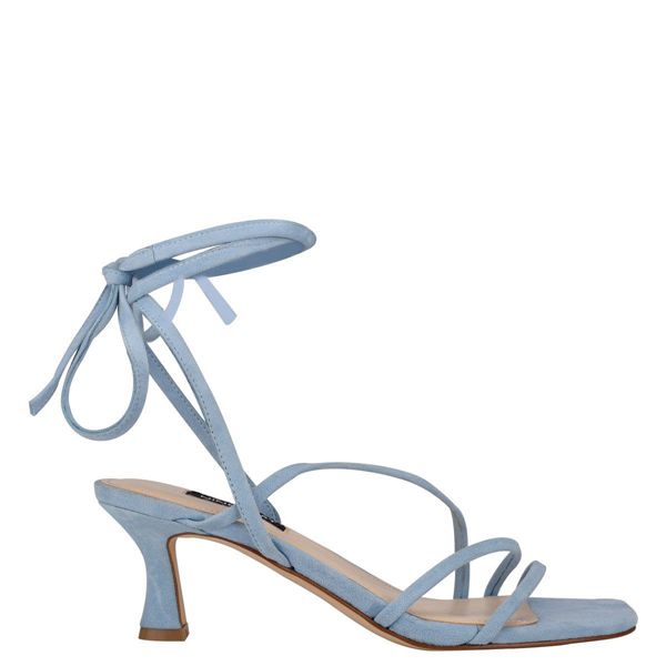 Nine West Agnes Ankle Wrap Blue Heeled Sandals | Ireland 74K89-4I83